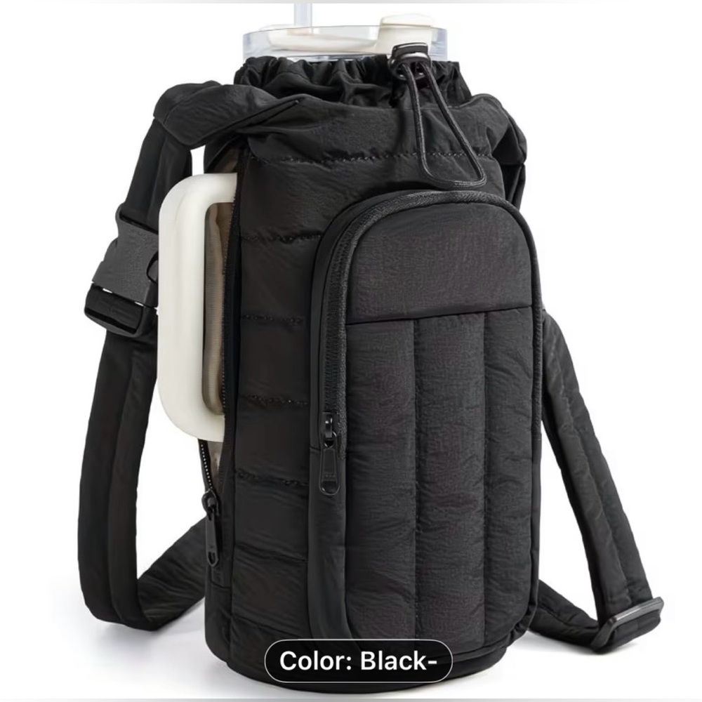 NWOT Black Crossbody Water Bottle, w/Large Pocket